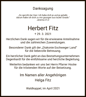 Traueranzeige von Herbert Fitz von WRS