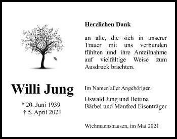 Traueranzeige von Willi Jung von WRS