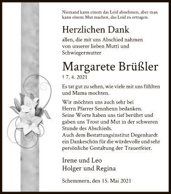 Traueranzeige von Margarete Brüßler von WRS