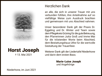Traueranzeige von Horst Joseph von WRS