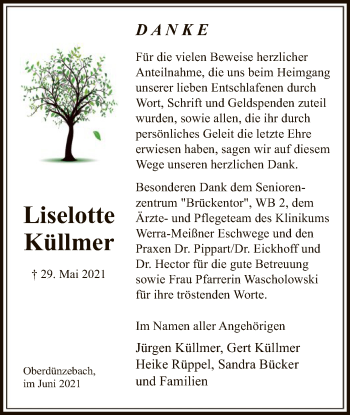 Traueranzeige von Liselotte Küllmer von WRS