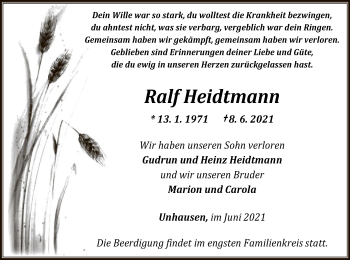 Traueranzeige von Ralf Heidtmann von WRS