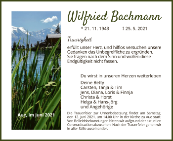 Traueranzeige von Wilfried Bachmann von WRS