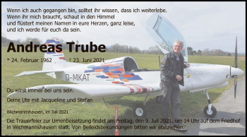 Traueranzeige von Andreas Trube von WRS