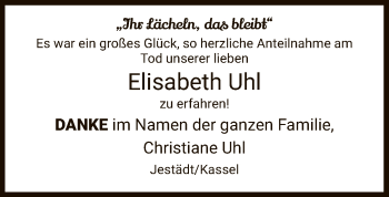 Traueranzeige von Elisabeth Uhl von WRS