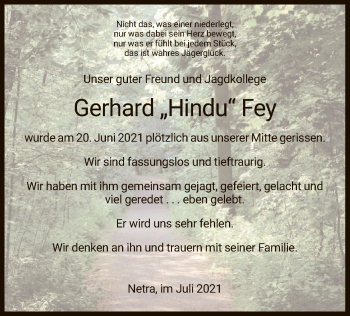 Traueranzeige von Gerhard Fey von WRS