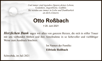 Traueranzeige von Otto Roßbach von WRS