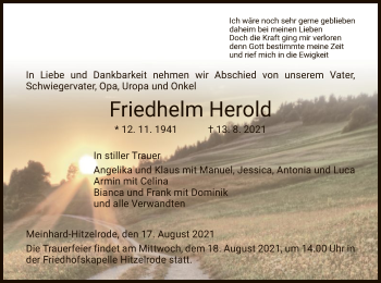 Traueranzeige von Friedhelm Herold von WRS