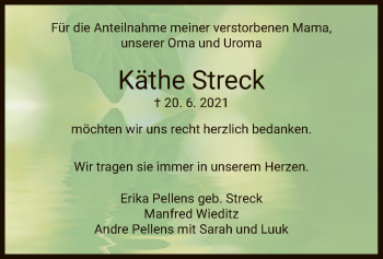 Traueranzeige von Käthe Streck von WRS