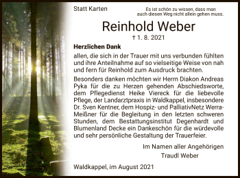 Traueranzeige von Reinhold Weber von WRS