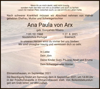 Traueranzeige von Ana Paula von Arx von WRS