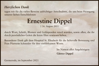 Traueranzeige von Ernestine Dippel von WRS