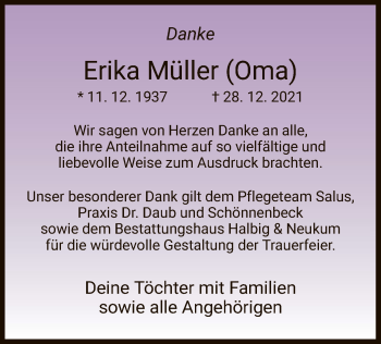 Traueranzeige von Erika Müller von WRS