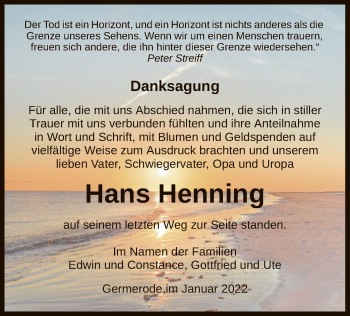 Traueranzeige von Hans Henning von WRS