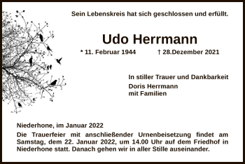 Traueranzeige von Udo Herrmann von WRS