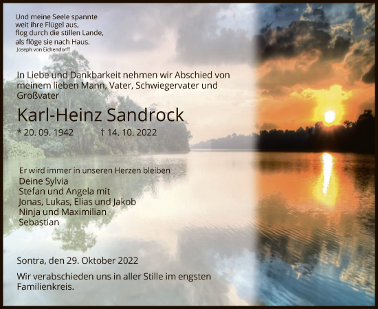 Traueranzeige von Karl-Heinz Sandrock von WRS