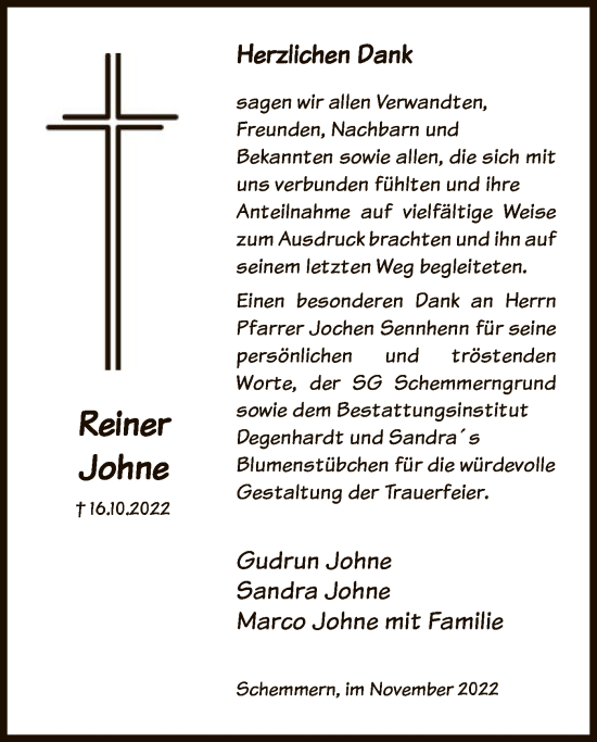 Traueranzeige von Reiner Johne von WRS