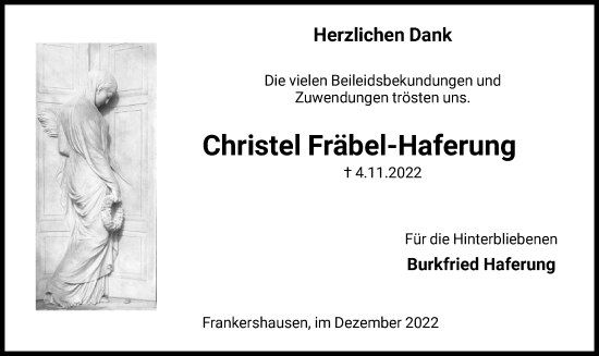 Traueranzeige von Christel Fräbel-Haferung von WRS