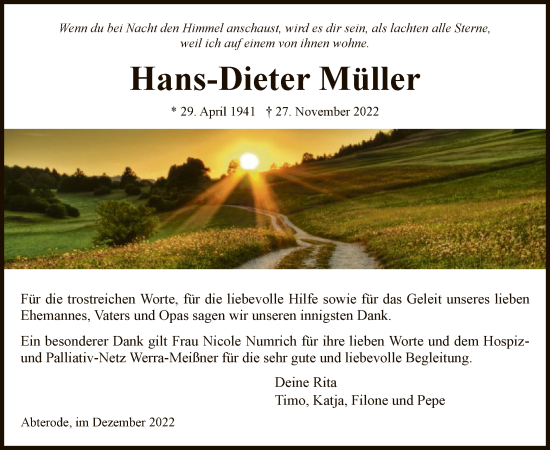 Traueranzeige von Hans-Dieter Müller von WRS