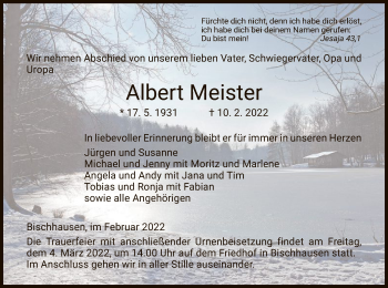 Traueranzeige von Albert Meister von WRS