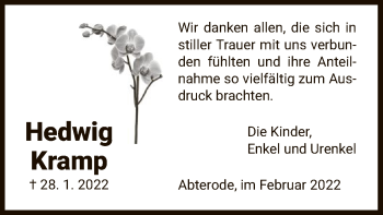 Traueranzeige von Hedwig Kramp von WRS