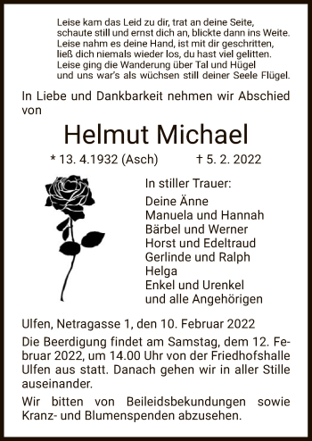 Traueranzeige von Helmut Michael von WRS