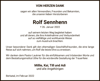 Traueranzeige von Rolf Sennhenn von HNA