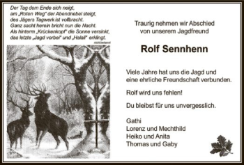 Traueranzeige von Rolf Sennhenn von WRS