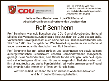 Traueranzeige von Rolf Sennhenn von WRS