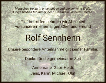 Traueranzeige von Rolf Sennhenn von WRS