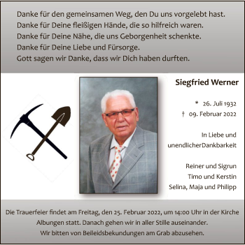 Traueranzeige von Siegfried Werner von WRS