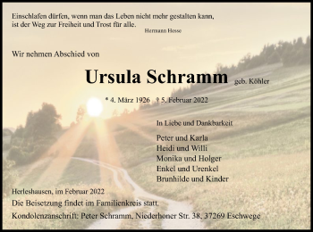 Traueranzeige von Ursula Schramm von WRS