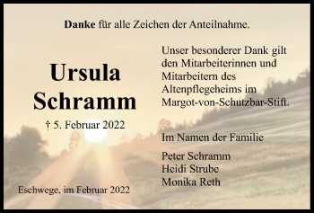 Traueranzeige von Ursula Schramm von WRS