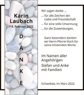 Traueranzeige von Karin Laubach von WRS