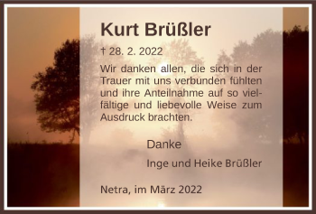 Traueranzeige von Kurt Brüßler von WRS