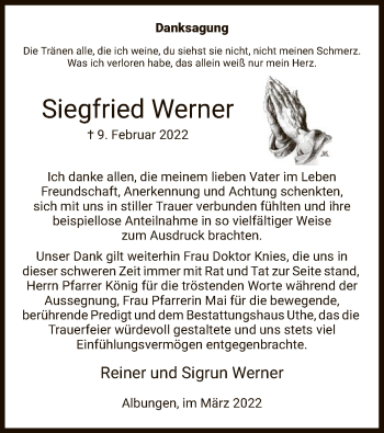 Traueranzeige von Siegfried Werner von WRS