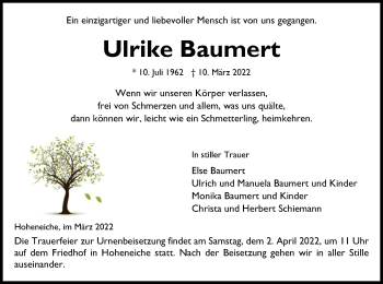 Traueranzeige von Ulrike Baumert von WRS