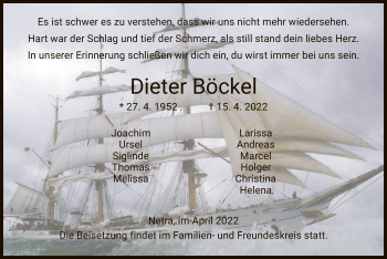 Traueranzeige von Dieter Böckel von WRS