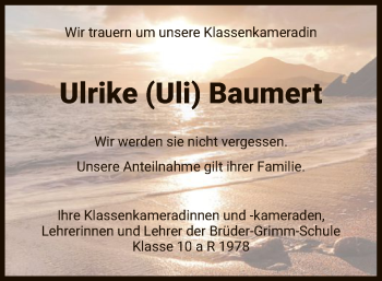 Traueranzeige von Ulrike Baumert von WRS