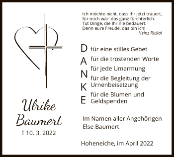 Traueranzeige von Ulrike Baumert von WRS