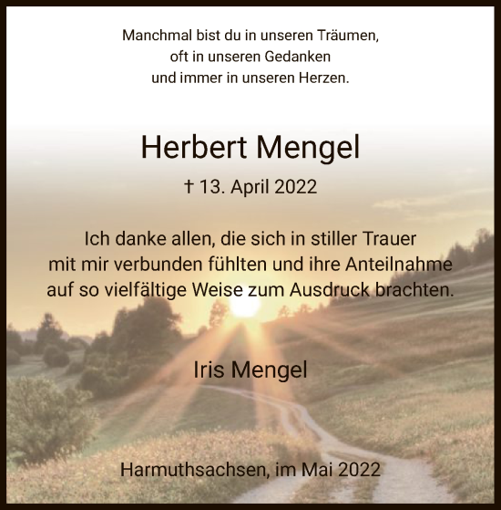 Traueranzeige von Herbert Mengel von WRS