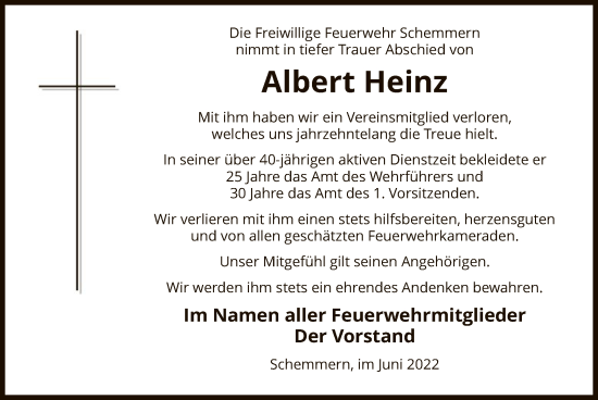 Traueranzeige von Albert Heinz von WRS