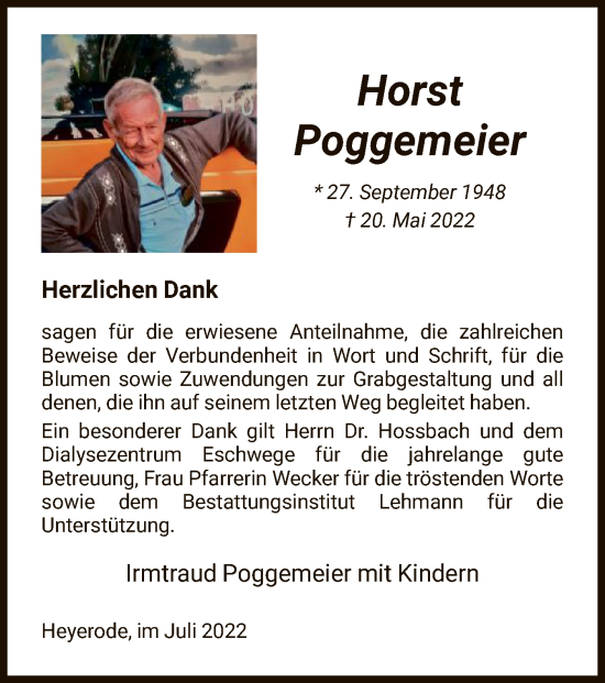 Traueranzeige von Horst Poggemeier von WRS