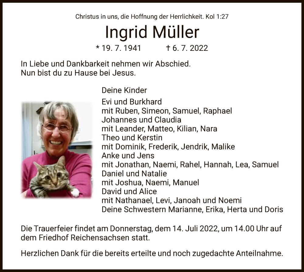 Ingrid Mueller Traueranzeige 36c4797f C2f8 4521 Ae1a 5a02b0afe172 