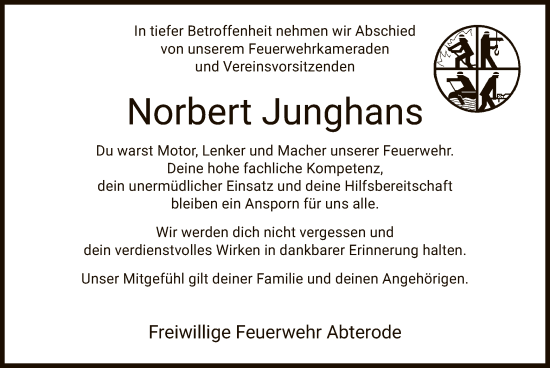 Traueranzeige von Norbert Junghans von WRS