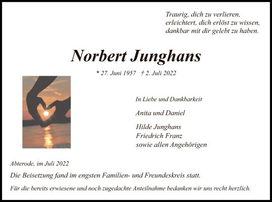 Traueranzeige von Norbert Junghans von WRS