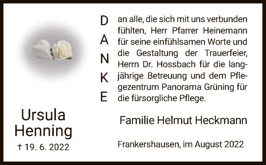 Traueranzeige von Ursula Henning von WRS