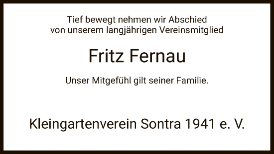 Traueranzeige von Fritz Fernau von WRS