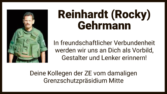 Traueranzeige von Reinhardt Gehrmann von WRS