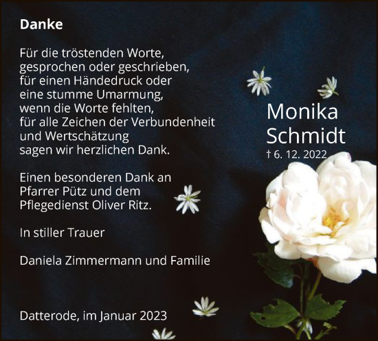 Traueranzeige von Monika Schmidt von WRS